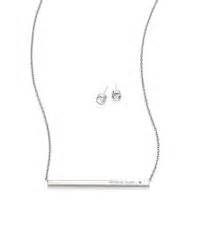 michael kors bar pendant necklace and stud earrings set